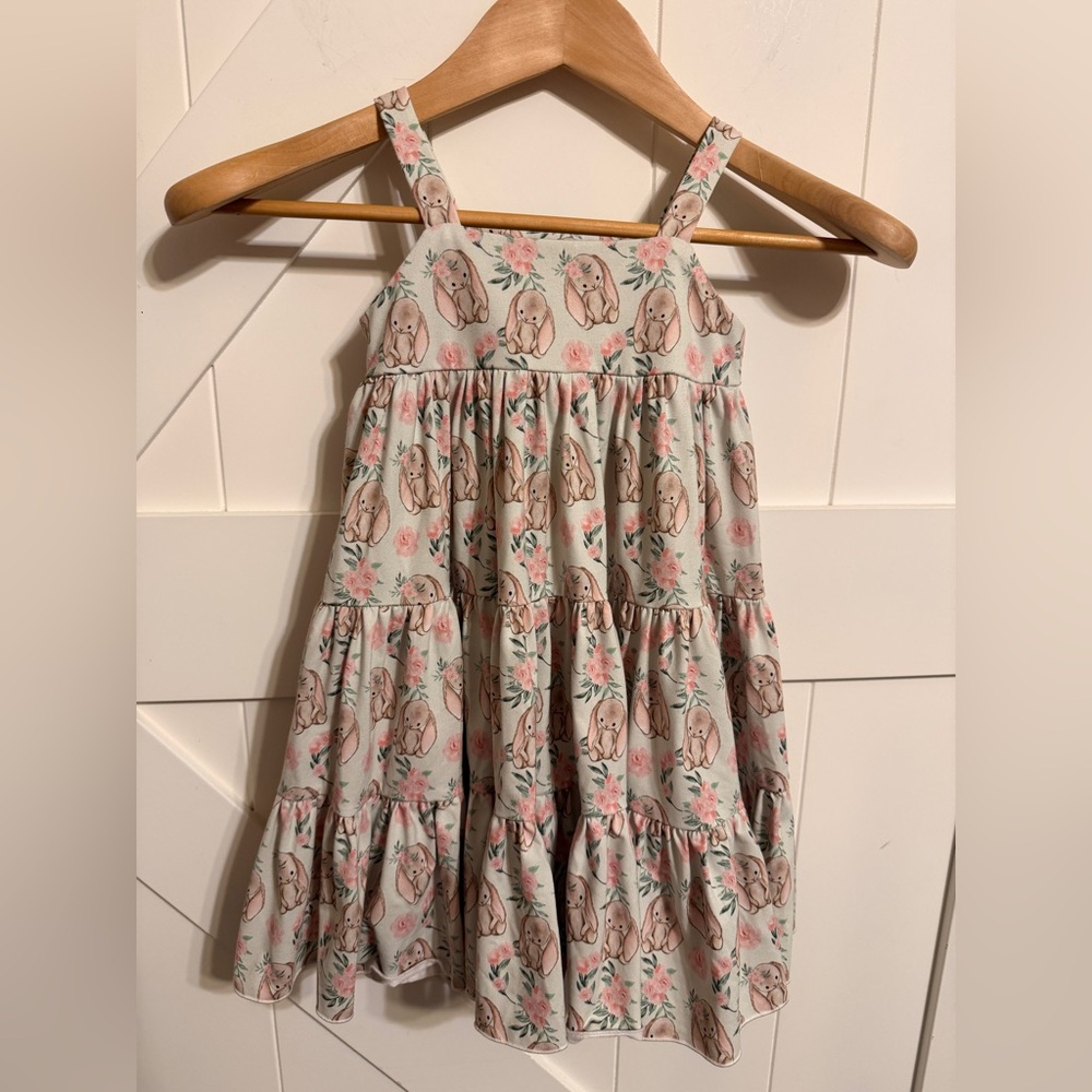 Charming Bunny and Floral Print Kids Dress Easter Girls 5Y Velveteen Rabbit
